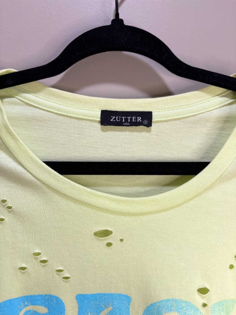 Zutter Rock & Roll World Tour 1989 Graphic Tee Neon Lime Green XL Distressed - Picture 4 of 5